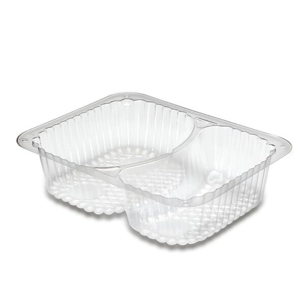 Clear plastic two compartment meal tray