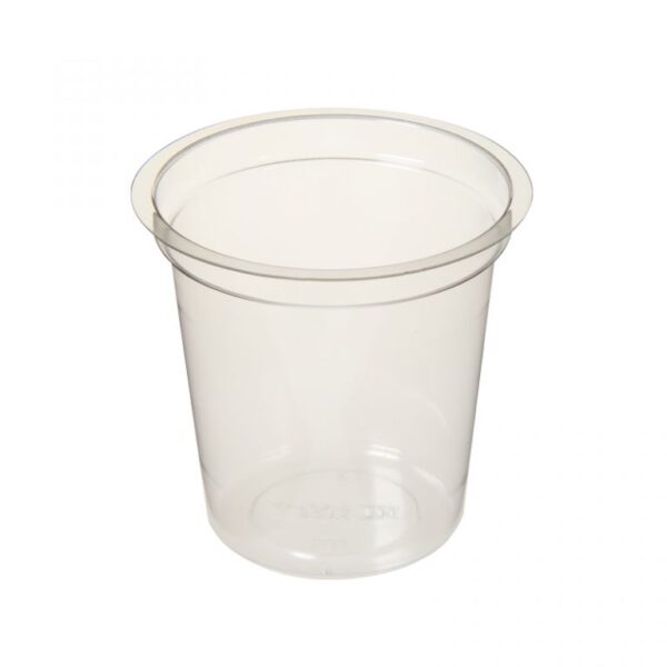 1 6 oz compartment plastic portion cup for food packaging.