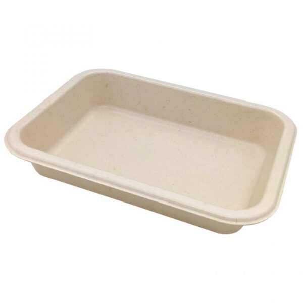One 28.75 oz compartment fiber tray for food packaging.