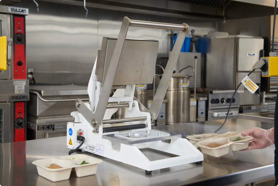 Food tray and cup sealing